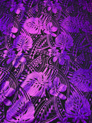 Midnight Monstera Tatau Polyester Foil Fabric | Islands Fabric