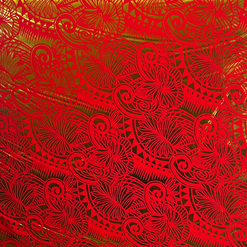 Palm Leaves Traditional Tattoo Polyester Foil | Islands Fabric