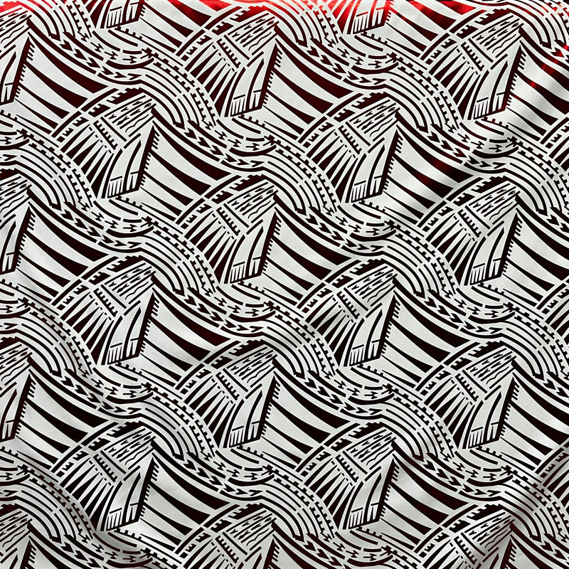 Traditional Polynesian Pattern Polyester Foil Fabric | Islands Fabric