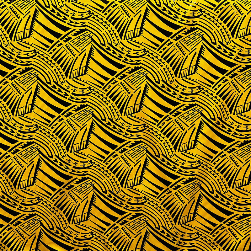 Traditional Polynesian Pattern Polyester Foil Fabric | Islands Fabric