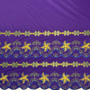 Plumeria Flower Embroidered Double Border Polyester Fabric | Islands Fabric