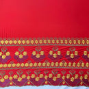 Hibiscus Double Border Embroidered Polyester Fabric| Islands Fabric