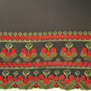 Hibiscus Double Border Embroidered Polyester Fabric| Islands Fabric