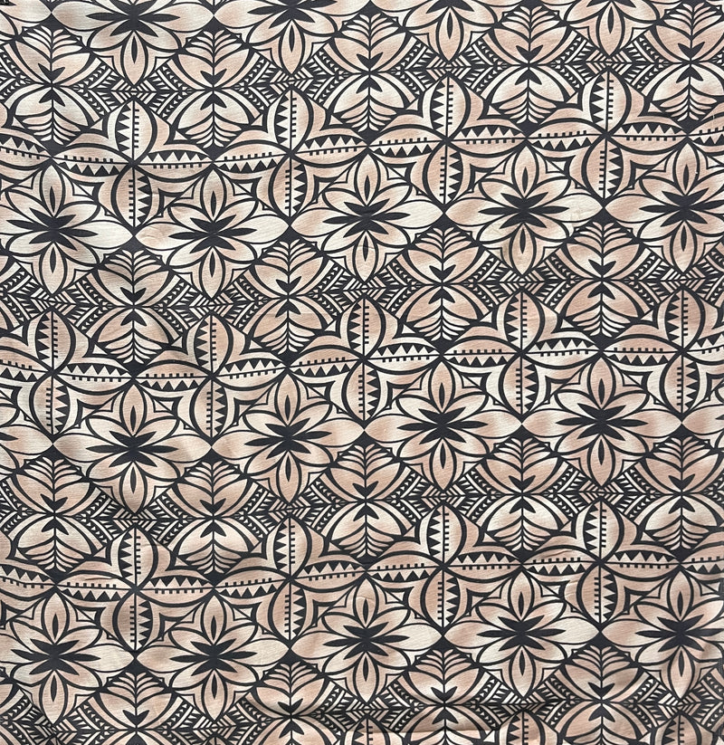 Traditional Polynesian Geometric Design Light Barkcloth Fabric| Islands Fabric