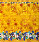 Tropical Flowers and Leaves Double Border Peachskin Fabric | Islands Fabric