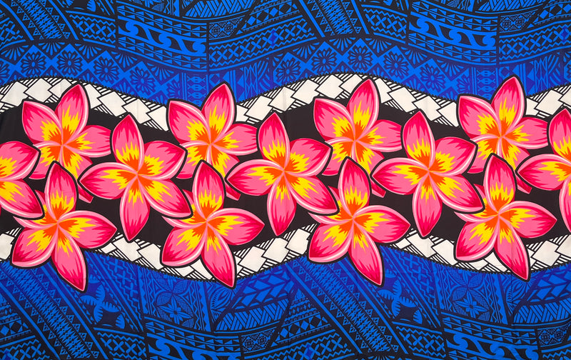 Plumeria Zig Zag Middle Border Sarong | Islands Fabric