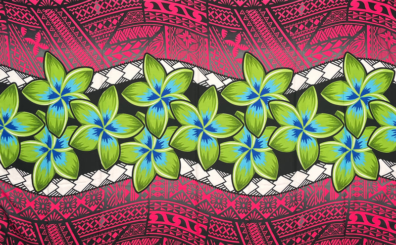 Plumeria Zig Zag Middle Border Sarong | Islands Fabric