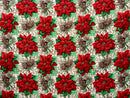 Poinsettia Pine Holiday Plaid Polyester Fabric | Islands Fabric