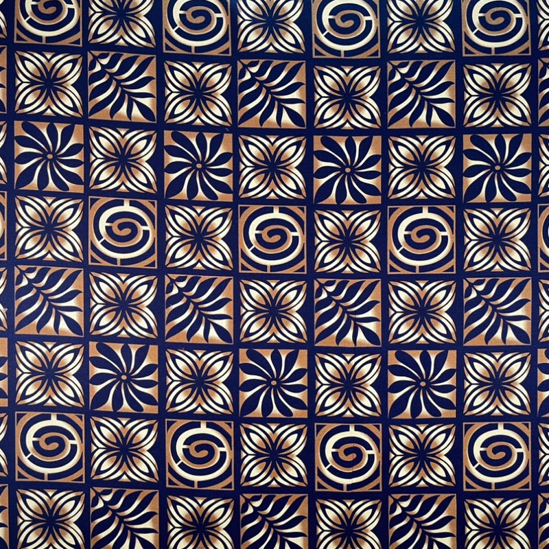 Traditional Polynesian Tapa checkered design Fabric| Cotton Light Barkcloth