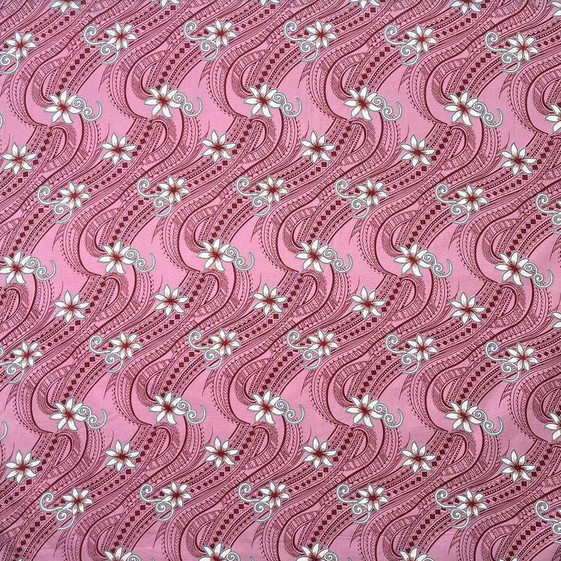 Tiare Waves Traditional Tattoo Polyester Fabric | Islands Fabric