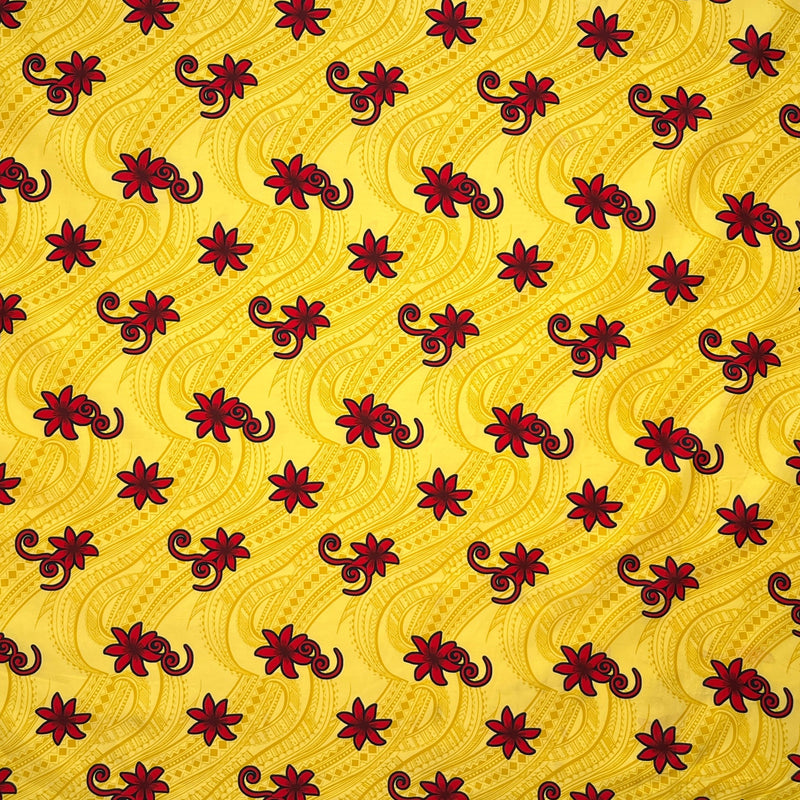 Tiare Waves Traditional Tattoo Polyester Fabric | Islands Fabric
