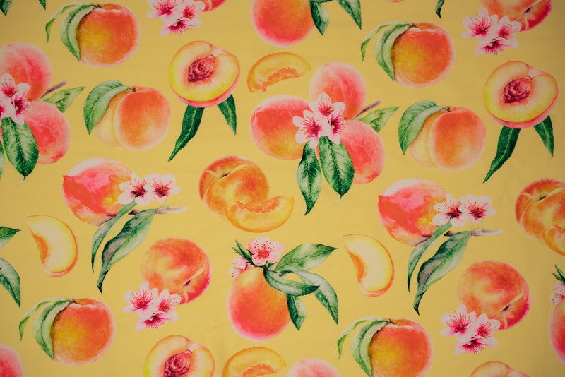 It's All Peachy Printed Spandex Fabric | Blue Moon Fabrics