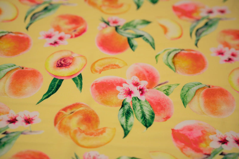 It's All Peachy Printed Spandex Fabric | Blue Moon Fabrics