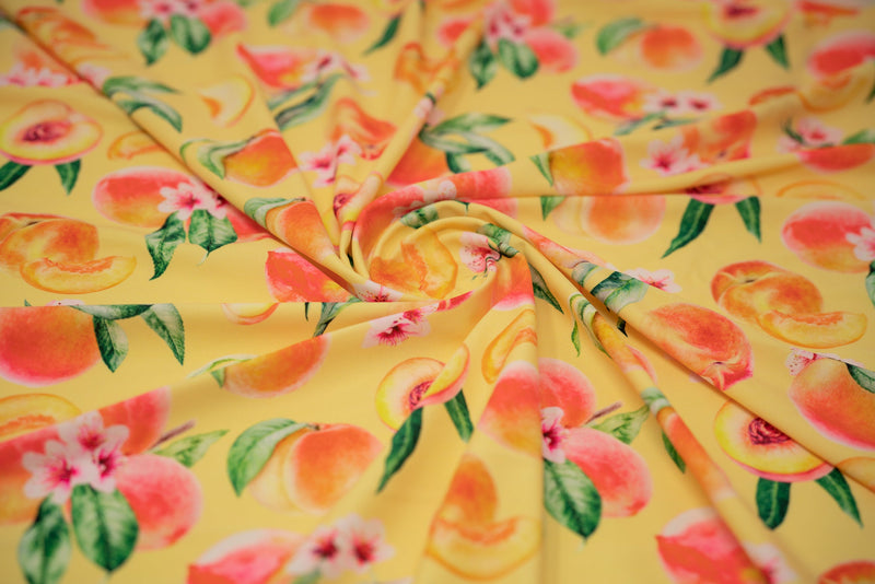 It's All Peachy Printed Spandex Fabric | Blue Moon Fabrics