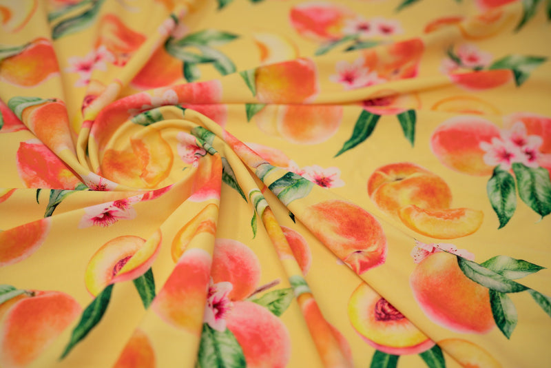 It's All Peachy Printed Spandex Fabric | Blue Moon Fabrics