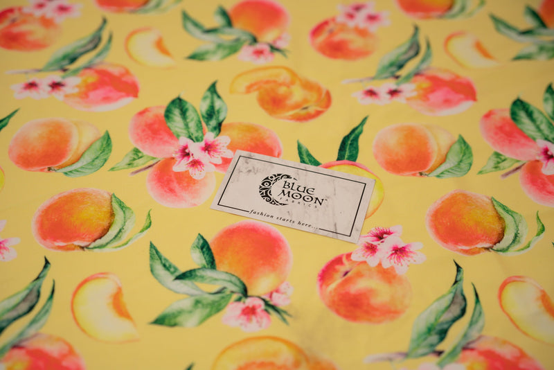 It's All Peachy Printed Spandex Fabric | Blue Moon Fabrics