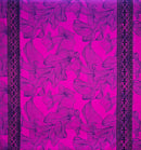 Purple colored Lily with Tapa Double Border Cotton Light Barkcloth Fabric