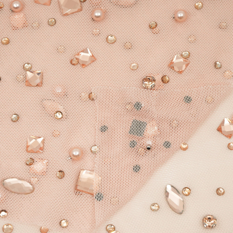 Brilliance Beaded with Rhinestone Stretch Mesh Fabric | Blue Moon Fabrics