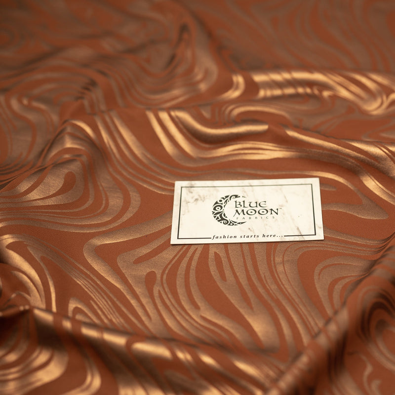 Marble Foil Printed Nylon Spandex Superflex Fabric | Blue Moon Fabrics