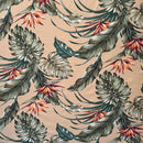 Beige colored Monstera Banana Leaves Birds of Paradise Upholstery Fabric