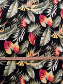 2nd measurement of Multicolor Palm Leaves Upholstery Cotton Fabric