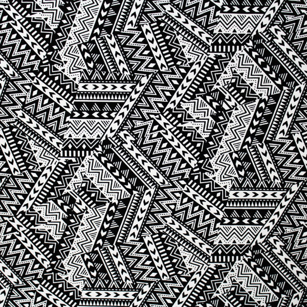 Geometric Tribal Printed Spandex | Blue Moon Fabrics