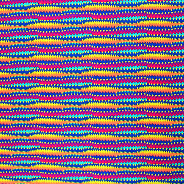 Rainbow Multi Color Zig Zag Printed Spandex | Blue Moon Fabrics