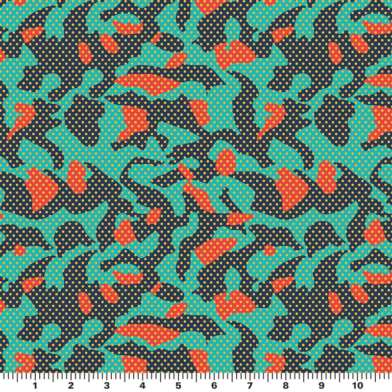 Pop Art Camouflage Printed Spandex Fabric | Blue Moon Fabrics
