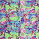 Paisley Floral Multi Color Printed Spandex | Blue Moon Fabrics