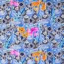 Flamingo Multi Geometric Printed Spandex | Blue Moon Fabrics