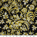 Gold Black Baroque Printed Spandex | Blue Moon Fabrics
