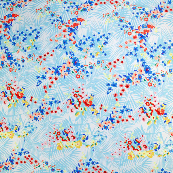 Autumn Palms and Pretty Flowers Printed Spandex | Blue Moon Fabrics