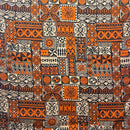 Polynesian Tapa Light Barkcloth Fabric with geometric patterns in color Orange