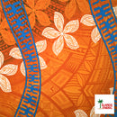 Plumeria Curved Double Border Peachskin Fabric| Islands Fabric