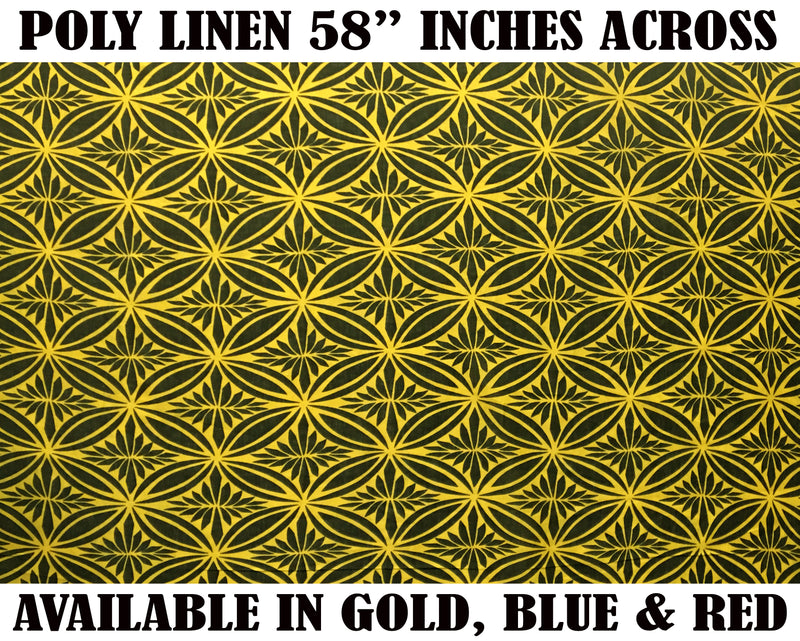 Tapa Flower Print Poly Linen Fabric | Islands Fabric