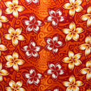 Red/Orange Plumeria Traditional Tattoo background Peachskin Fabric