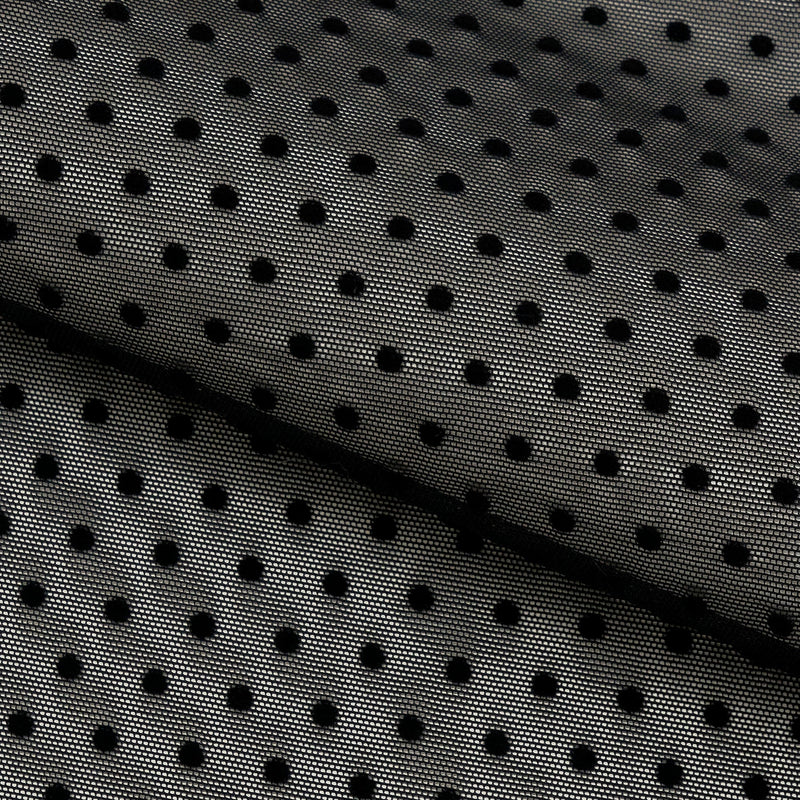 Polka Dot Flocked Stretch Mesh Fabric | Blue Moon Fabrics