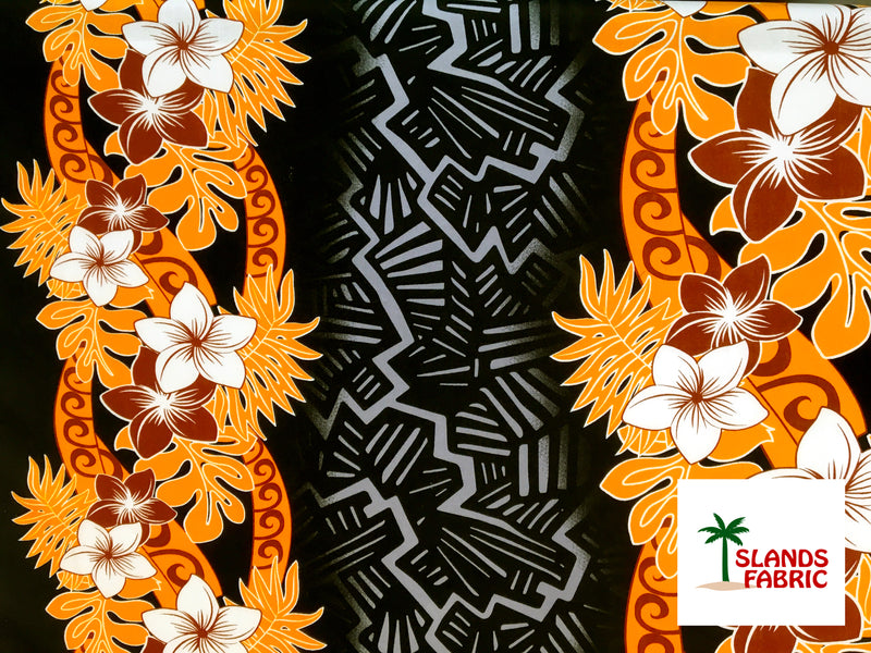 Triple Tropical Border Rayon Fabric | Islands Fabric