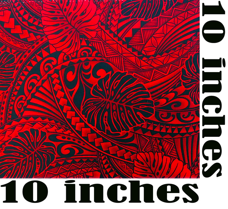 Traditional Tattoo Monstera Leaves Rayon Fabric | Islands Fabric