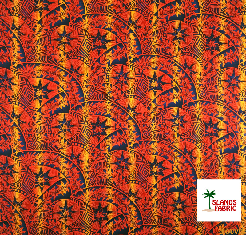 Plumeria Star Design Rayon Fabric | Islands Fabric