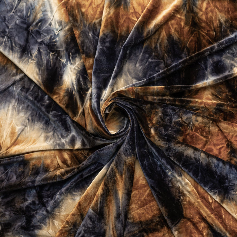 Renegade Tie Dyed Stretch Velvet Fabric | Blue Moon Fabrics