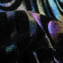 Sonic Swirl Embossed Foiled on Stretch Velvet Fabric | Blue Moon Fabrics