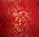 Red/Gold colored Tiare Swirls Fabric