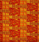 Red/Orange Traditional Polynesian Tapa Light Barkcloth Fabric