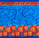 Royal colored Traditional Polynesian Tattoo Daisy Double Border Polyester Fabric