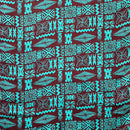Maroon & Aqua colored Tribal Tapa Cotton Barkcloth Fabric
