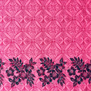 Pink Tropical Floral Border Polyester Fabric