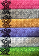 Swatches of Tropical Floral Border Polyester Fabric