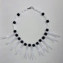 Necklace with brown and white beads 