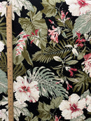 1st measurement of Vintage Tropical Garden Upholstery Cotton Fabric